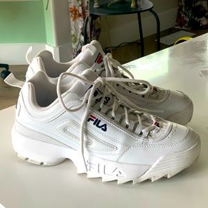 Fila white Disruptor II chunky sneaker.